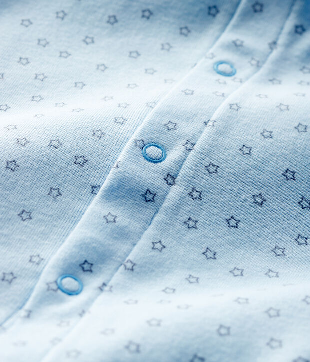 Jongens romper/pyjama zonder voetjes met stermotief van biologisch katoen blauw/grijs