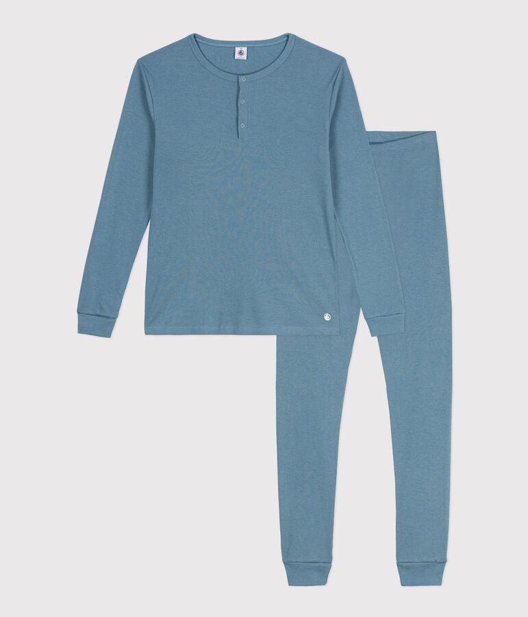 Pyjama en coton et lyocell femme bleu