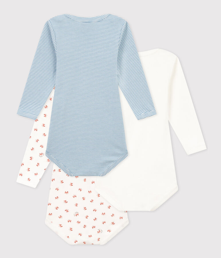 Lot de 3 bodies manches longues b&eacute;b&eacute; en coton multicouleur