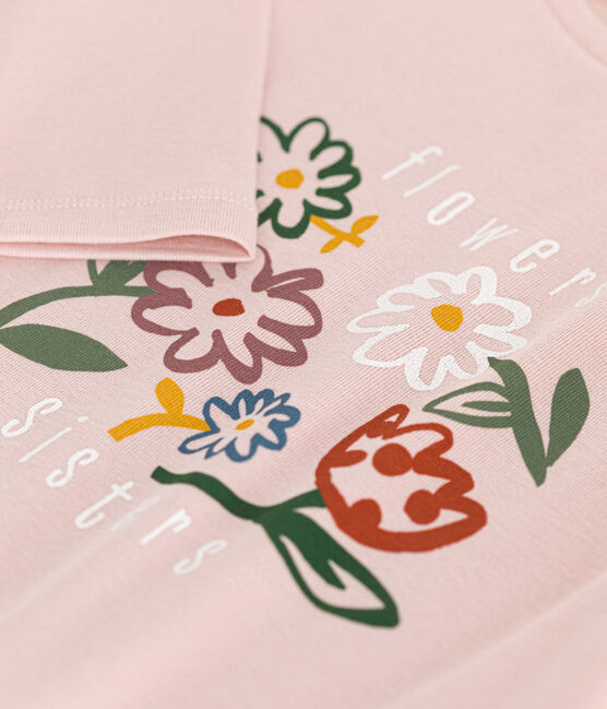 T-shirt met lange mouwen van ribstof voor meisjes roze SALINE