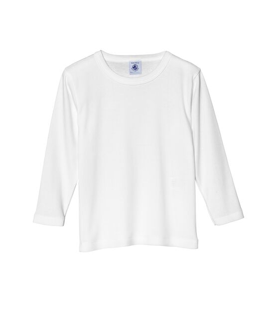 Effen jongens-T-shirt met lange mouwen wit ECUME