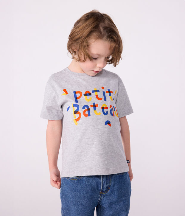 T-shirt met korte mouwen en print voor kinderen grijs