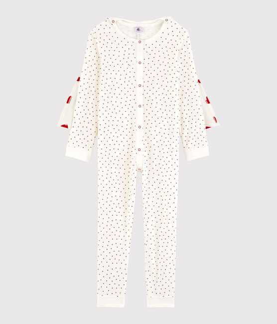 Jumpsuit superheldenkostuum voor babymeisjes, van biologisch katoen wit MARSHMALLOW/rood TERKUIT