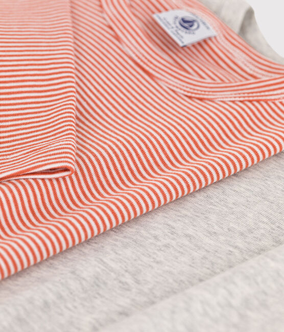 Set van 2 katoenen T-shirts met lange mouwen en milleraies-streepjes voor meisjes / jongens variante 1