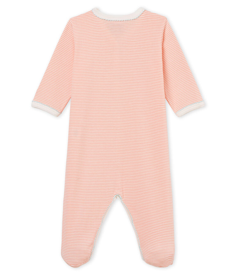 Pyjama van ribstof voor babymeisjes roze ROSAKO/wit MARSHMALLOW