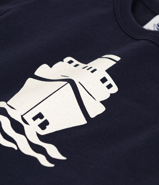 Tee-shirt manches courtes bébé en jersey avec motif bleu SMOKING