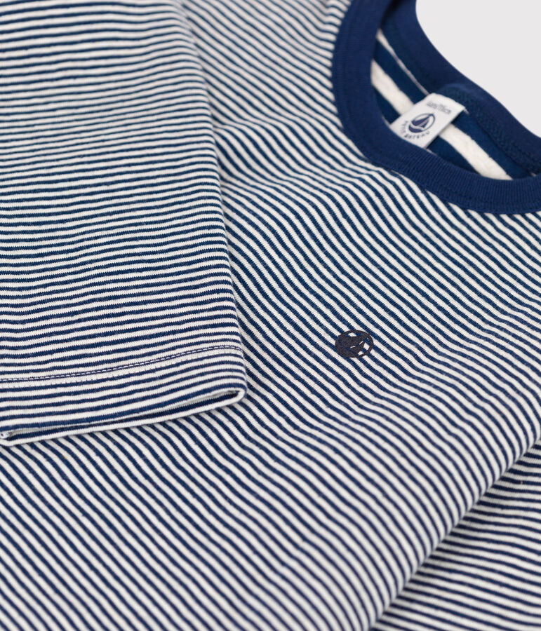 Jongens-T-shirt van tubic met lange mouwen blauw/beige