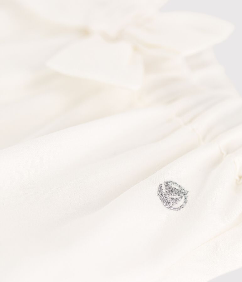 Culotte bloomer en satin soyeux b&eacute;b&eacute; fille blanc MARSHMALLOW/blanc MULTICO