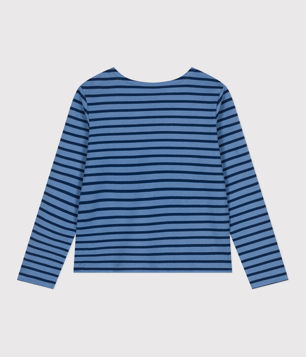 Katoenen marineshirt met knopen voor dames blauw/blauw