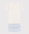 Wit-blauwe pyjacourt van ribstof uniseks wit MARSHMALLOW/blauw COOL