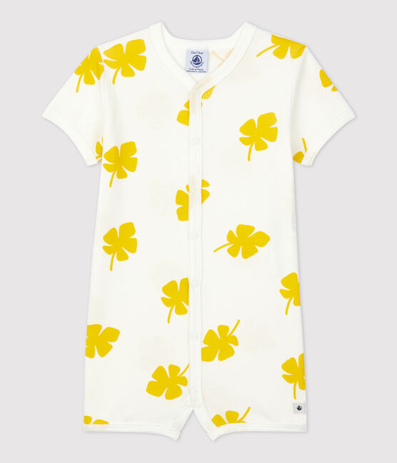 Korte babypakje met plantenprint in katoen wit MARSHMALLOW/ ORGE