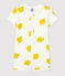 Korte babypakje met plantenprint in katoen wit MARSHMALLOW/ ORGE