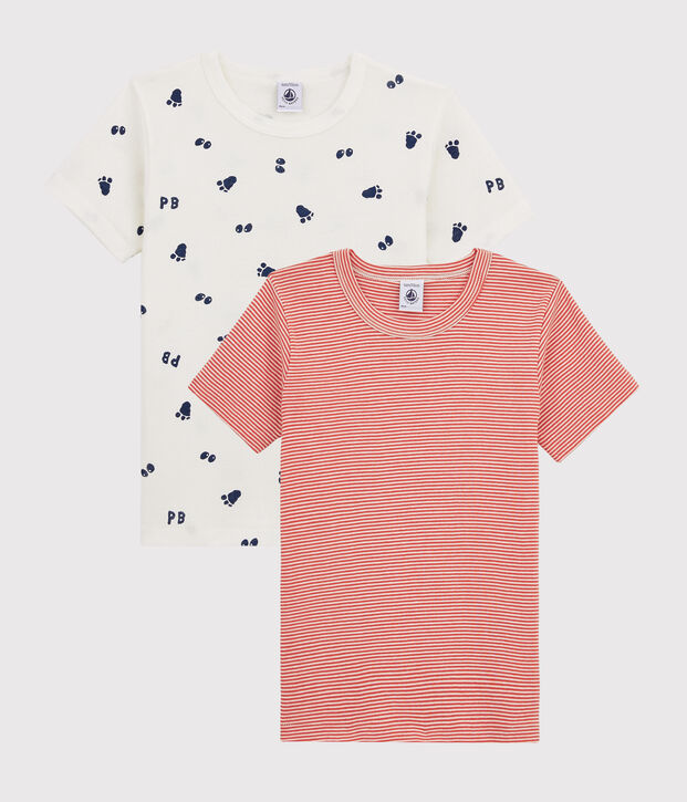 Set van 2 T-shirts met korte mouwen voor jongens met yeti voetafdruk multicouleur