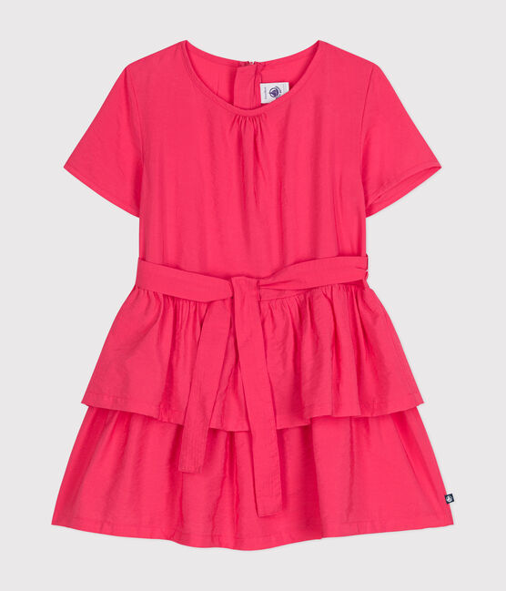 Jurkje met korte mouw van stevige stof voor meisjes roze GLOSS