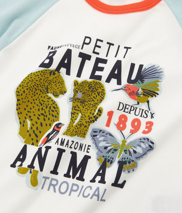 Pyjama petit gar&ccedil;on en c&ocirc;te blanc/multicouleur