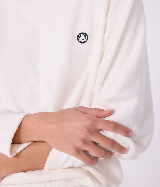 Effen damespyjama van katoenen badstof ecru MILK