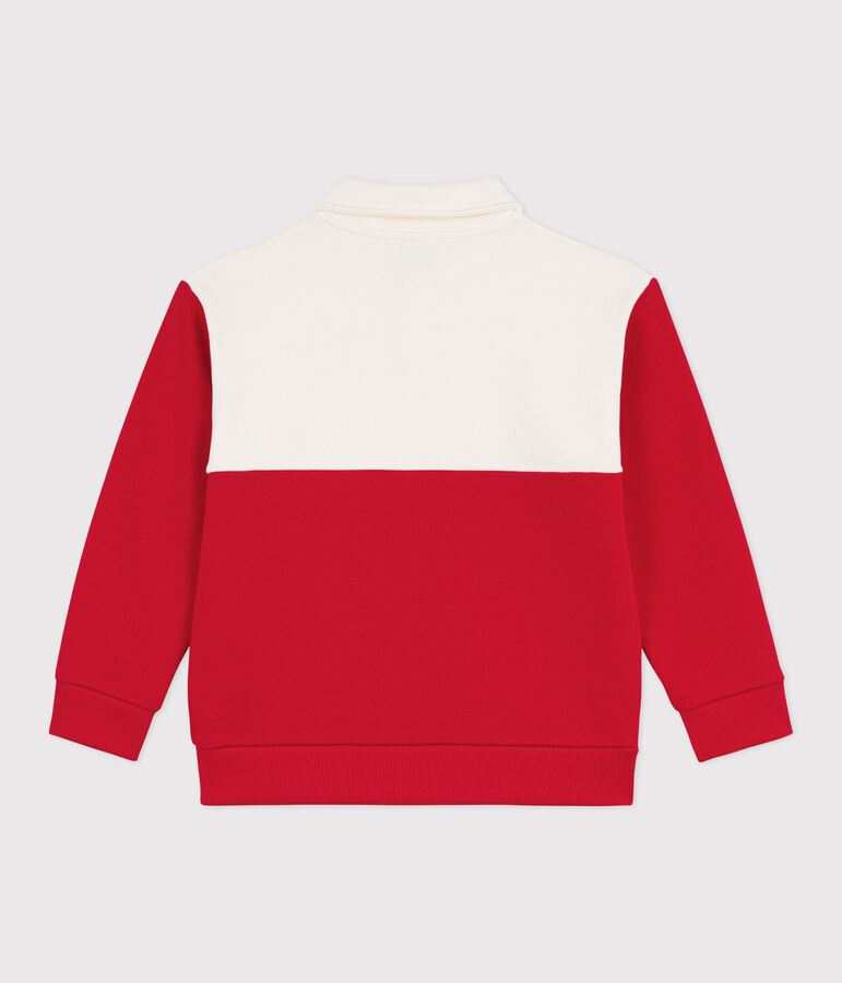 Katoenen sweatshirt in polostijl voor kinderen ecru/rood