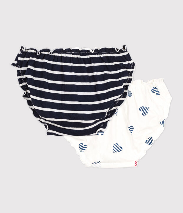 Lot de 2 culottes femme en coton  imprim&eacute; c&oelig;urs multicouleur