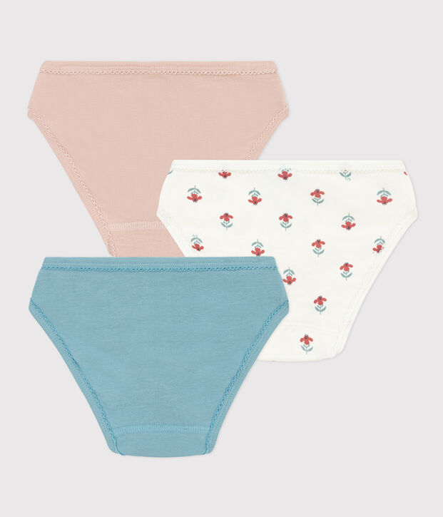 Set van 3 meisjesslips met bloemetjes in katoen multicouleur