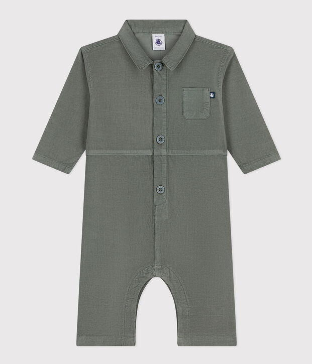 Combinaison longue en velours fin b&eacute;b&eacute; kaki