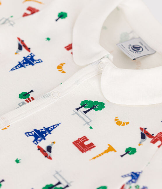 Combinaison courte en coton bébé blanc MARSHMALLOW/blanc MULTICO