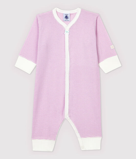 Dors-bien sans pieds bébé à rayures roses en coton et lyocell rose BOHEME/blanc MARSHMALLOW