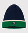 Gebreide kindermuts met fleecevoering blauw MEDIEVAL/wit MULTICO