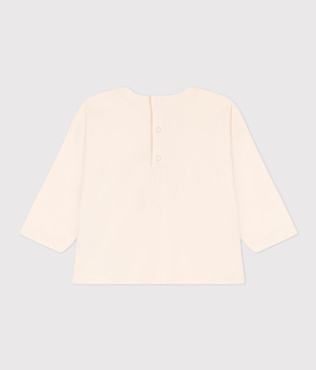 T-shirt met lange mouwen in jersey voor baby's ecru/rood