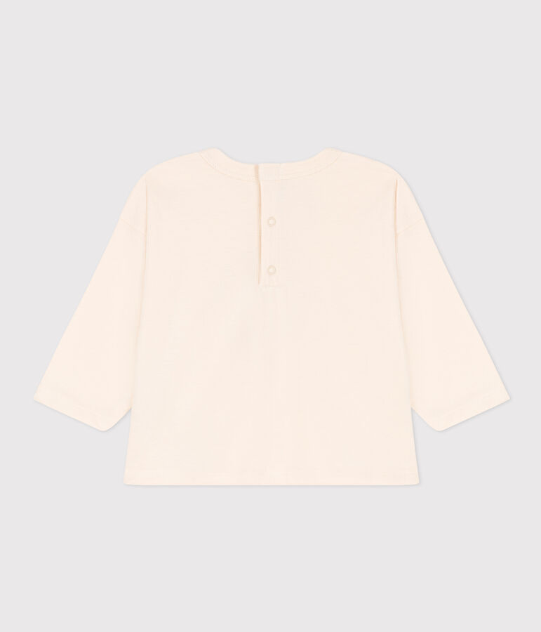 T-shirt met lange mouwen in jersey voor baby's ecru/rood