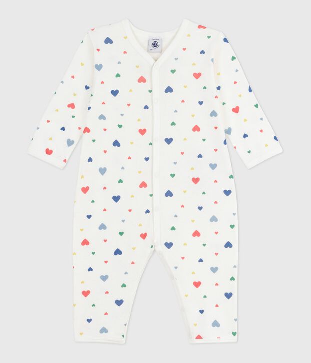 Pyjama b&eacute;b&eacute; sans pieds en coton imprim&eacute; blanc/multicouleur