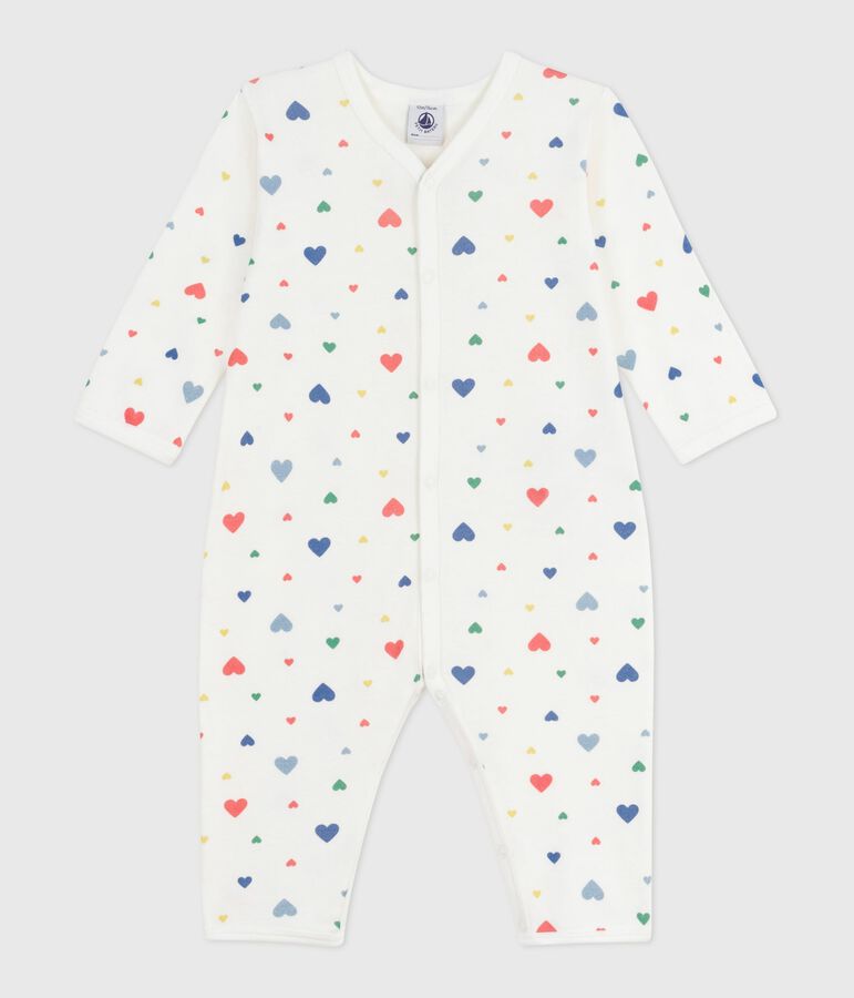 Pyjama b&eacute;b&eacute; sans pieds en coton imprim&eacute; blanc/multicouleur