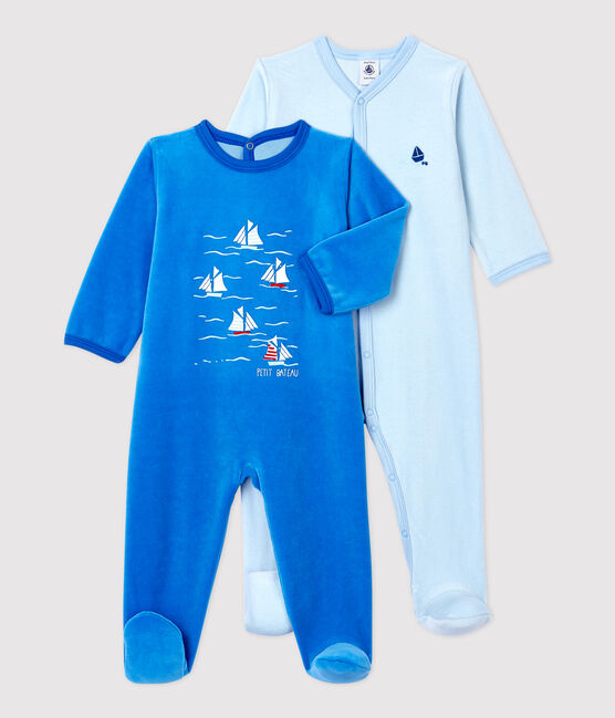 Set van 2 fluwelen babypyjama's variante 1