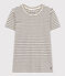 Tee-shirt Le Droit col rond en coton rayé femme blanc AVALANCHE/bleu SMOKING