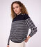 Pull esprit marin femme en laine et coton &agrave; rayures bleu/blanc