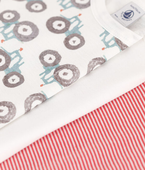 Set van 2 katoenen T-shirts met korte trekkermouwen voor kleine jongens variante 1