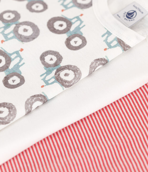 Set van 2 katoenen T-shirts met korte trekkermouwen voor kleine jongens multicouleur