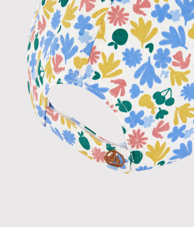 Casquette imprim&eacute;e &agrave; fleurs enfant fille blanc/multicouleur