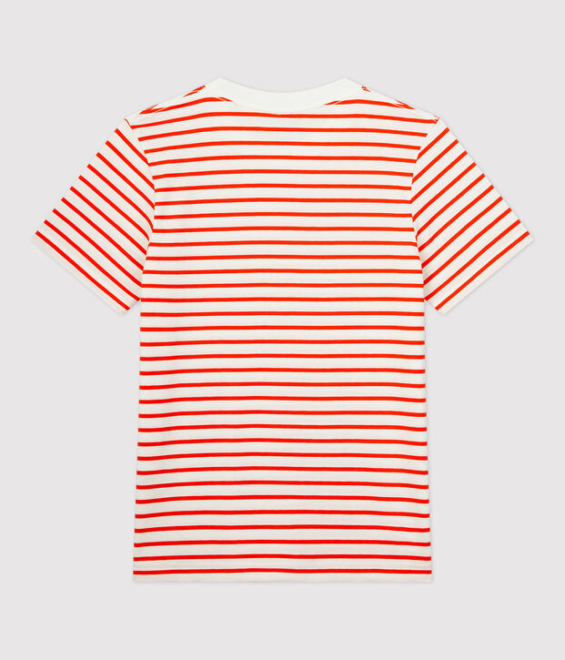 Marini&egrave;re Dames t-shirt van katoen wit/oranje