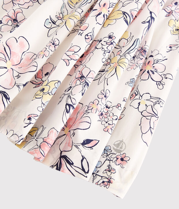 Jurk van popeline voor meisjes wit/multicouleur