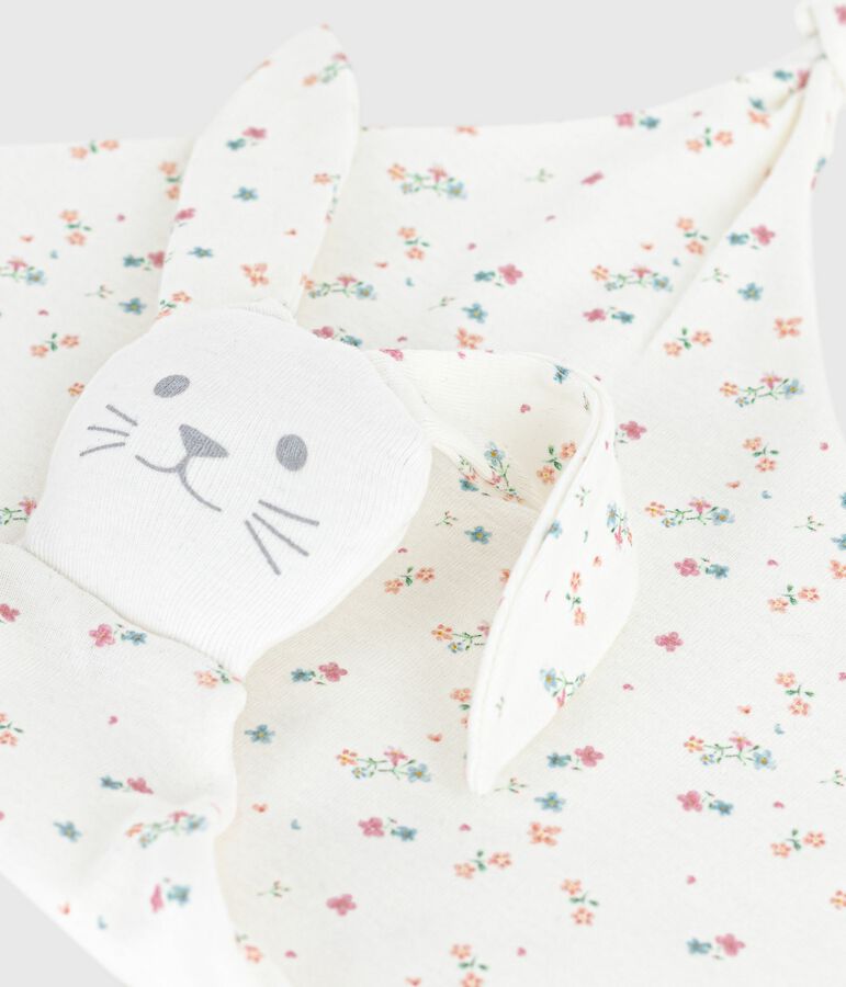 Doudou b&eacute;b&eacute; en coton imprim&eacute; fleuri blanc/multicouleur