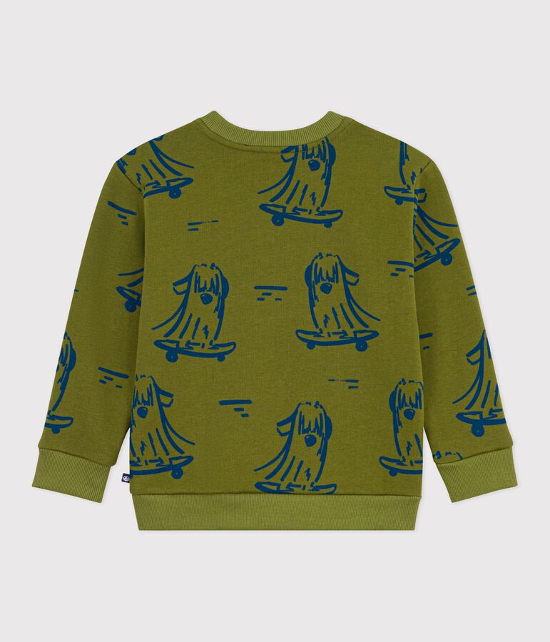 Katoenen sweatshirt met print voor kinderen groen/blauw