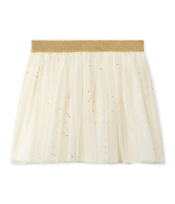 Meisjesrok in tule met sterrendessin beige COQUILLE/geel DORE