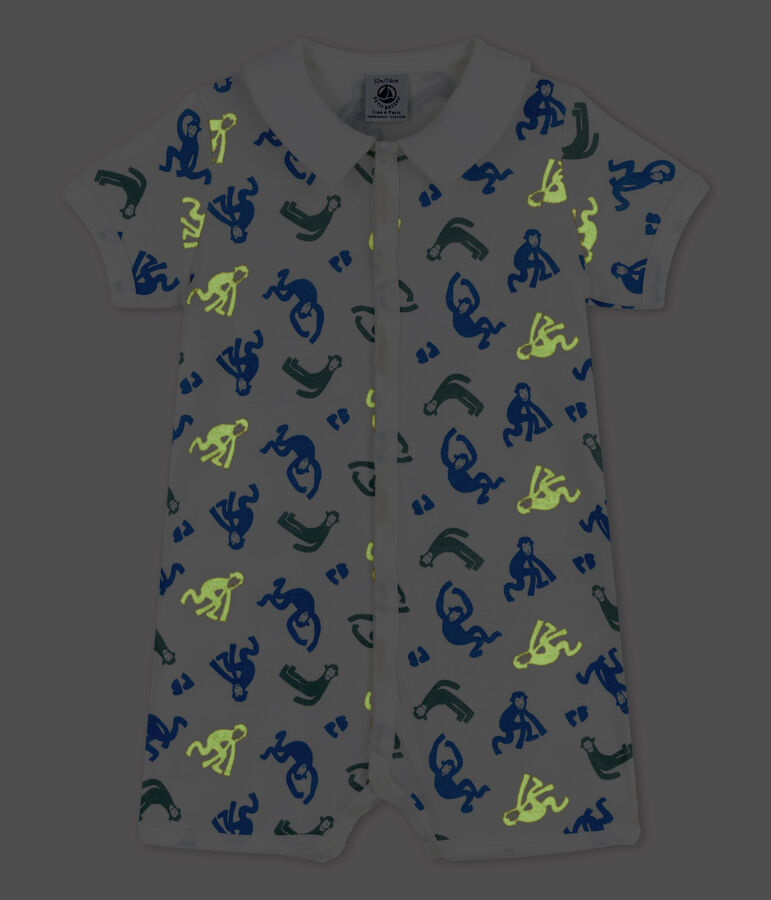 Combicourt b&eacute;b&eacute; singes phosphorescents en coton blanc/multicouleur