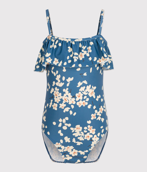 Meisjesbadpak uit 1 stuk met print blauw/multicouleur