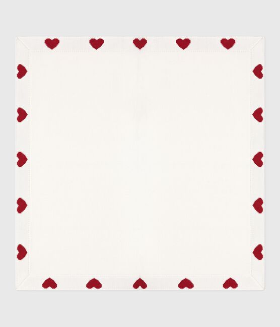 Couverture en coton naissance blanc MARSHMALLOW/rouge TERKUIT