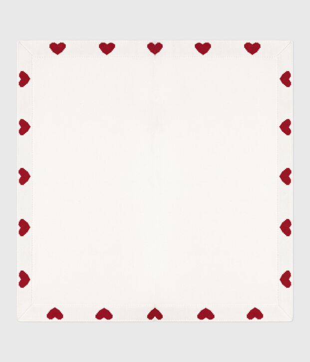 Couverture en coton naissance blanc/rouge
