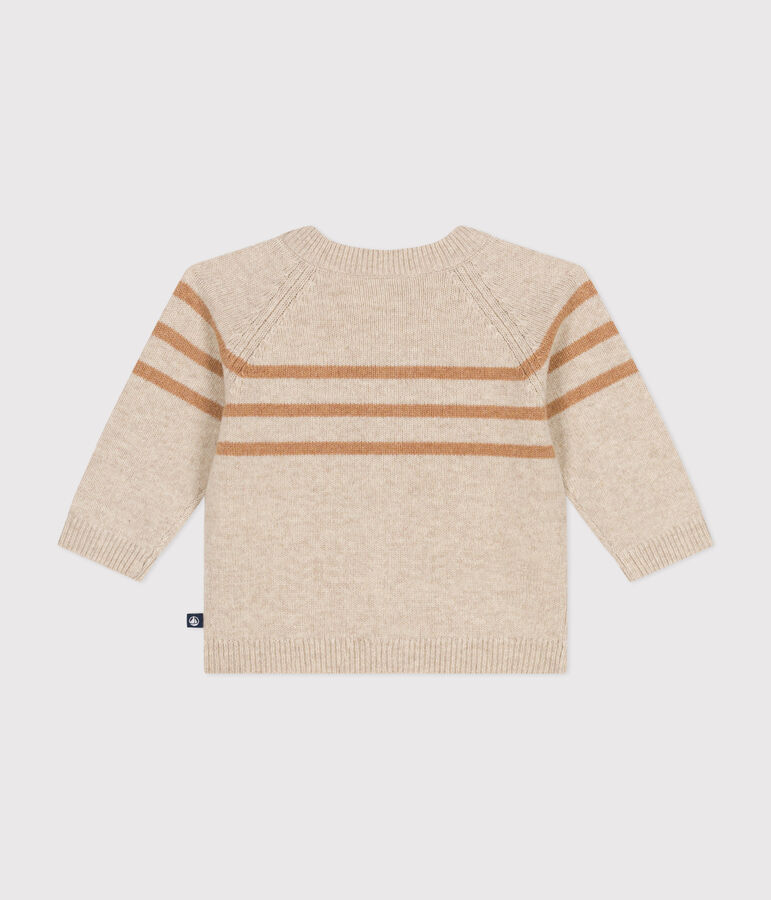 Cardigan en tricot contenant de la laine &eacute;cru/marron