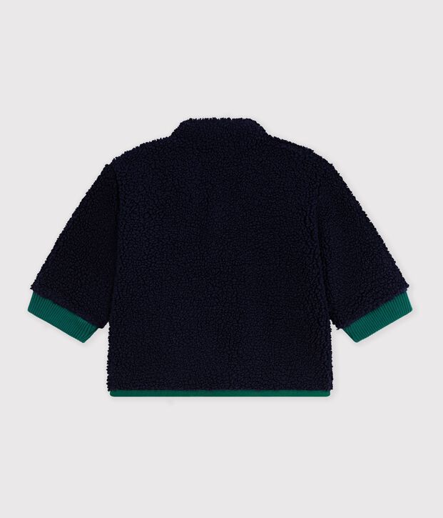 Effen babyjasje, gewatteerd in sherpa blauw/multicouleur