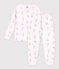 Kinderpyjama van fleece met skiprint roze/multicouleur