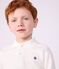Polo enfant en coton &agrave; manche longues uni blanc